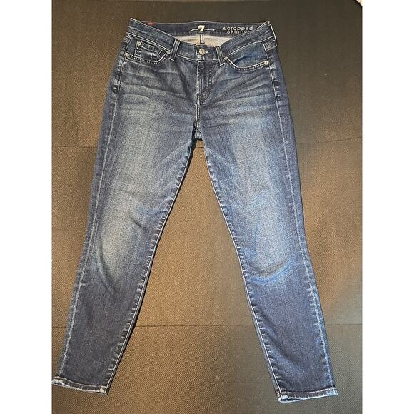 7 For All Mankind Denim - 7 For All Mankind The Skinny Crop and Roll Blue Jeans Size 26 EUC